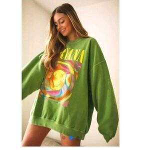 Nirvana Smile Sweatshirt Oversized Green S/M Urban Outfitters NEW